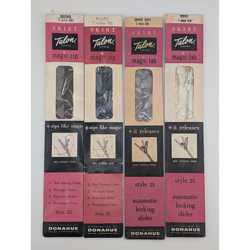 Vintage Talon Magic Zip Skirt‎ Zipper Lot 7" Metal Zippers New Old Stock Sewing